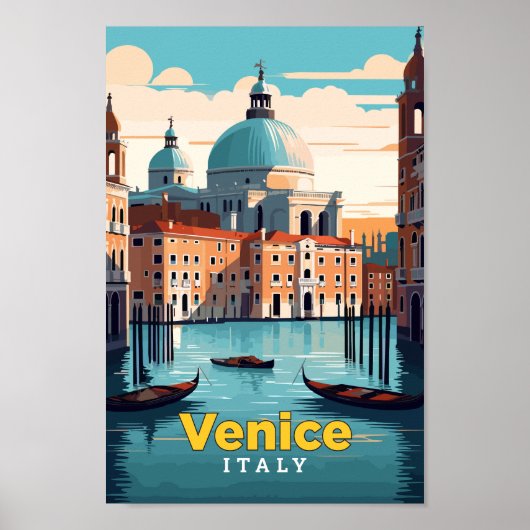 Venedig Italien Reisen Kunst, Vintage Illustration Poster (Vorne)