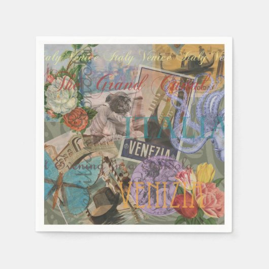 Venedig Italien Reisen Vintage Hübsche Kunst Serviette (Vorderseite)