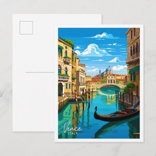 Venedig Italien Reisen Vintage Illustration Postkarte (Vorne/Hinten)