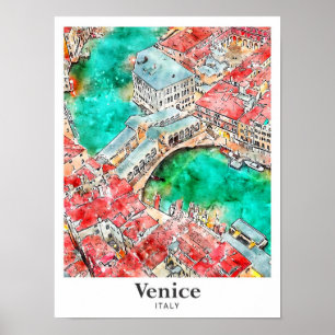 Venedig Italien Reisen Wasserfarben Sketch Hand ze Poster