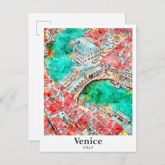Venedig Italien Reisen Wasserfarben Sketch Hand ze Postkarte (Vorne/Hinten)