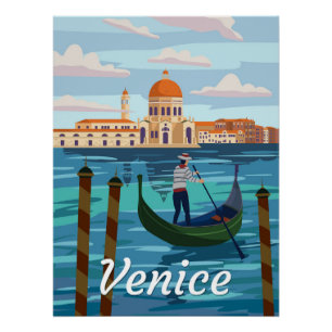 Venedig Italien Reiseplakat im Retro-Stil Poster
