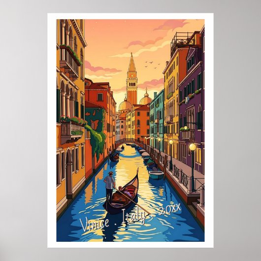 Venedig Italien Retro Reise Poster (Vorne)