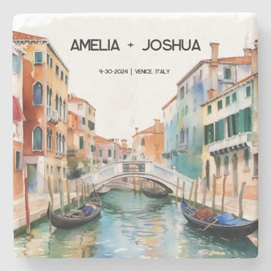Venedig Italien Romantische Save the Date Steinuntersetzer (Vorderseite)