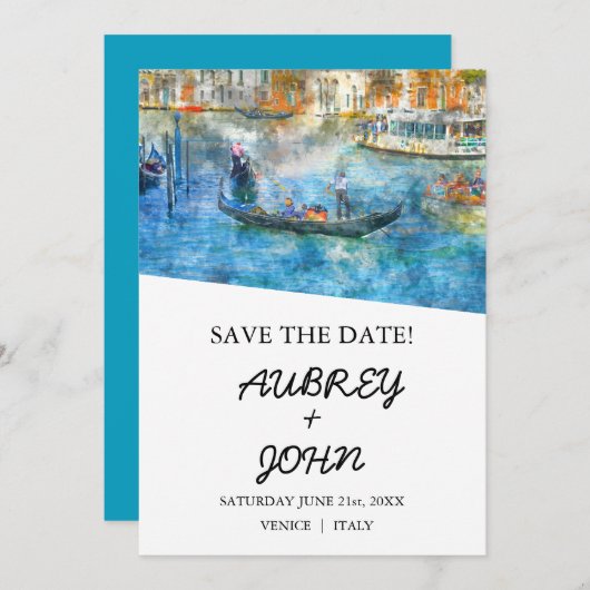 Venedig Italien Save the Date Einladung zur Hochze (Vorne/Hinten)