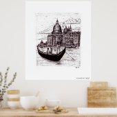 Venedig Italien Schwarz-Weiß-Pen-Tinte zeichnend Poster (Küche)
