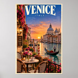 Venedig Italien Sonnenuntergang Gondel Reiseplakat Poster