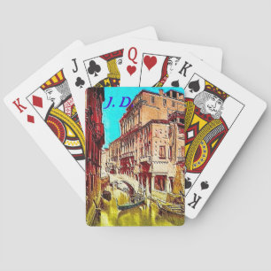 Venedig Italien Spielkarten & monogrammierte Buchs
