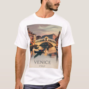 Venedig Italien Urlaub Kanal Brücke Dämmerung Retr T-Shirt