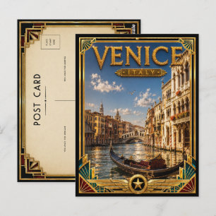 Venedig Italien Vintage Grand Canal Art Deco Gold Postkarte