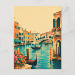 Venedig Italien Vintage Reise Grand Canal Gondel Postkarte