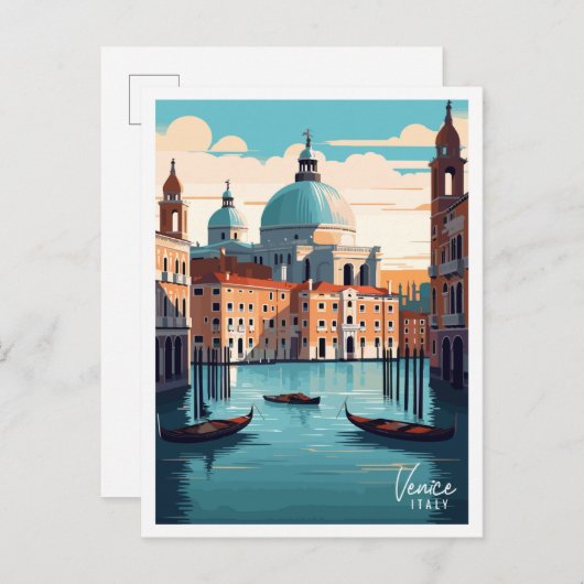 Venedig Italien Vintage Reise Illustration Postkarte (Vorne/Hinten)