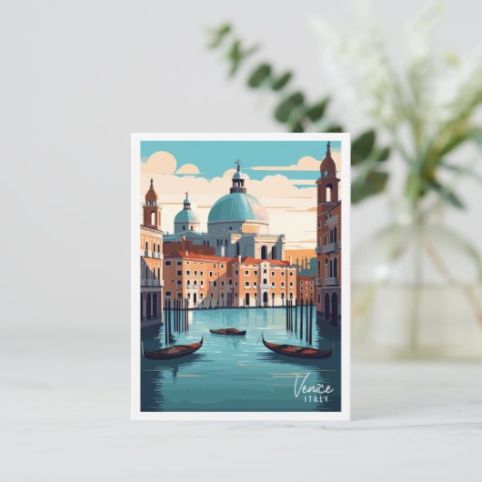Venedig Italien Vintage Reise Illustration Postkarte (Stehend Vorderseite)