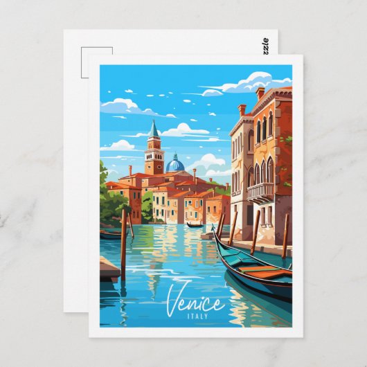 Venedig Italien Vintage-Reise-Ort-Abbildung Postkarte (Vorne/Hinten)