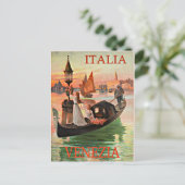 Venedig Italien Vintage Reiseplakat Postkarte (Stehend Vorderseite)