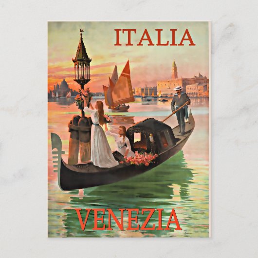 Venedig Italien Vintage Reiseplakat Postkarte (Vorderseite)