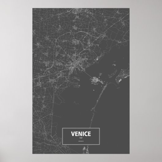 Venedig, Italien (weiß auf schwarz) Poster (Vorne)