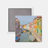 Venedig, Kanal der Insel Burano, kleine farbige Hä Magnet (Vorderseite/Rückseite)