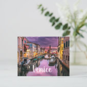 Venedig-Kanal im Lila Himmel Postkarte (Stehend Vorderseite)