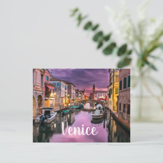 Venedig-Kanal im Lila Himmel Postkarte (Stehend Vorderseite)