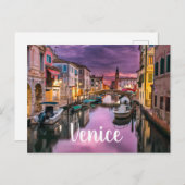 Venedig-Kanal im Lila Himmel Postkarte (Vorne/Hinten)