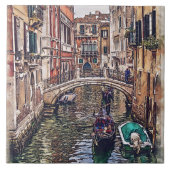 Venedig Kanal mit Häusern und Gondel. Italien. Fliese (Vorderseite)