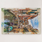 Venedig Kanal mit Häusern und Gondel. Italien. Puzzle (Horizontal)