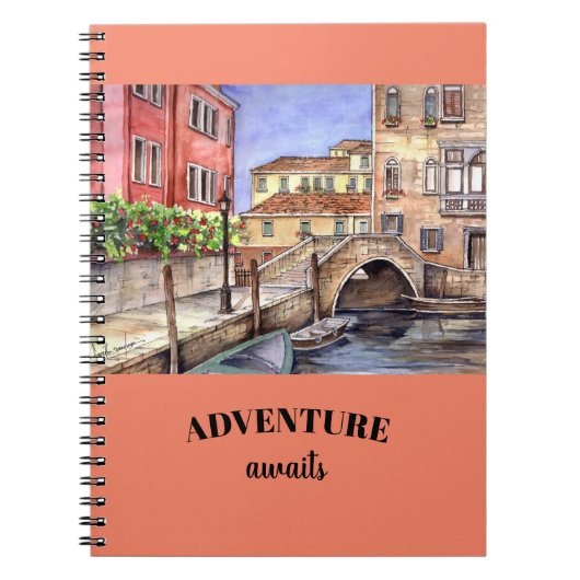Venedig Kanal - Pen & Wash Wasserfarbe Notizblock (Vorderseite)