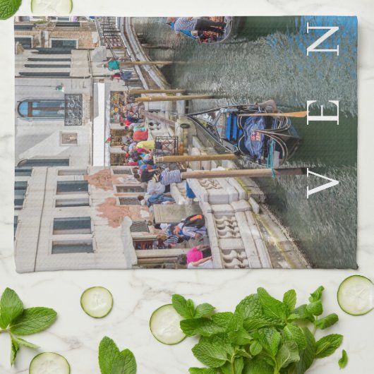 Venedig Kanal und Brücke Blick Teetuch Geschirrtuch (Gefaltet)