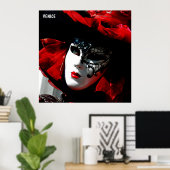 Venedig Karneval Bunte traditionelle rote Maske Poster (Heimbüro)