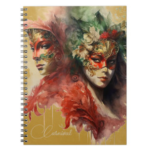 Venedig Karneval Florals und Feathers Notizblock