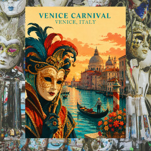 Venedig Karneval Italien Vintage Venezianische Mas Postkarte
