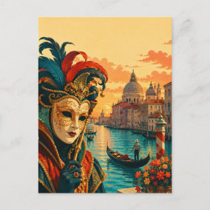 Venedig Karneval Italien Vintage Venezianische Mas Postkarte