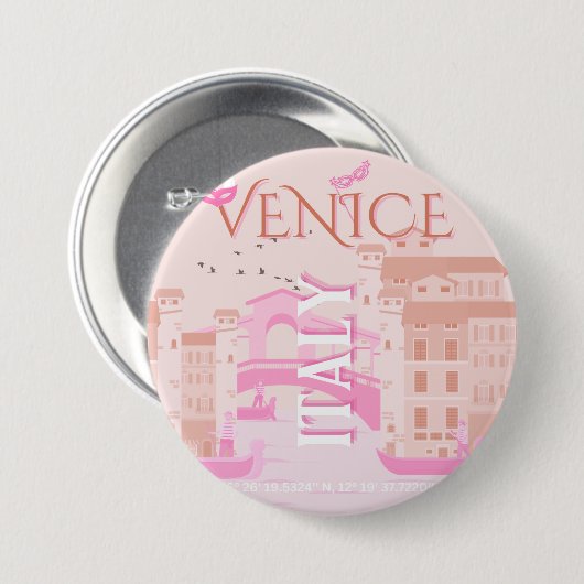 Venedig Kunst, Italien, Reisen Kunst, Pastell Button (Vorne & Hinten)