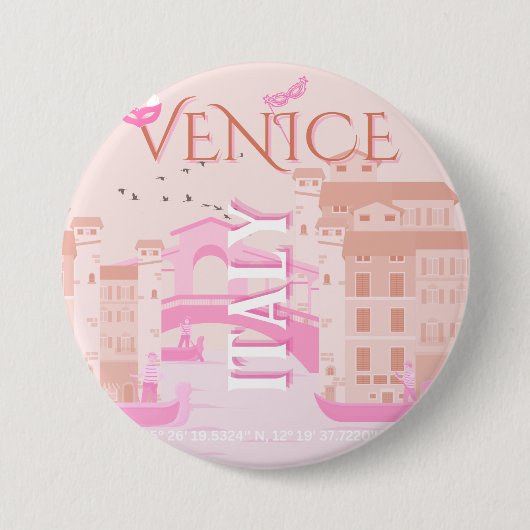 Venedig Kunst, Italien, Reisen Kunst, Pastell Button (Vorderseite)
