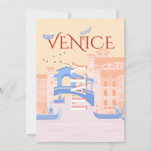 Venedig Kunst, Italien, Reisen Kunst, Retro Einladung