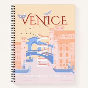 Venedig Kunst, Italien, Reisen Kunst, Retro Notizblock