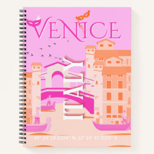 Venedig Kunst, Italien, Reisen Kunst, Retro, Rosa Notizblock