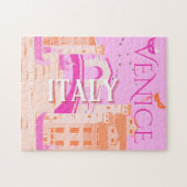 Venedig Kunst, Italien, Reisen Kunst, Retro, Rosa Puzzle (Horizontal)