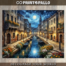 Venedig-Landschaft nachts mit Van Gogh-Himmel Seidenpapier