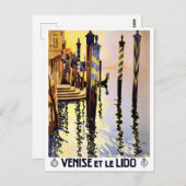 Venedig Lido Italien Vintage Postkarte (Vorne/Hinten)