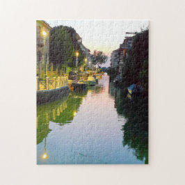 Venedig Lido Kanal bei Dämmerung Italienische Sich Puzzle