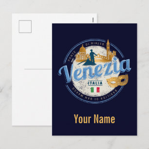 Venedig mit Gondoliere Italien Karneval Vintage Feiertagspostkarte