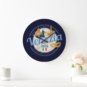 Venedig mit Gondoliere Italien Karneval Vintage Große Wanduhr