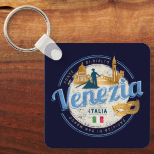 Venedig mit Gondoliere Italien Karneval Vintage Schlüsselanhänger
