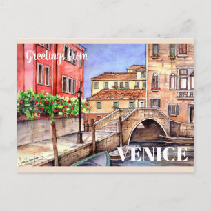 Venedig - Pen & Wash Aquarell Postkarte