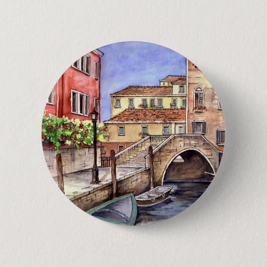 Venedig - Pen & Wash Wasserfarbe Button (Vorderseite)