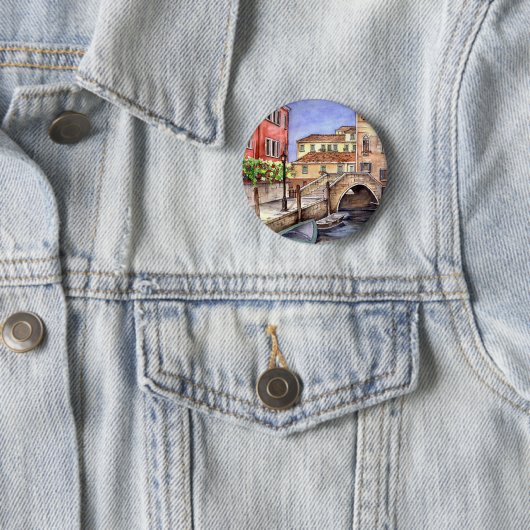 Venedig - Pen & Wash Wasserfarbe Button (Beispiel)