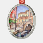 Venedig - Pen & Wash Wasserfarbe Ornament Aus Metall (Links)