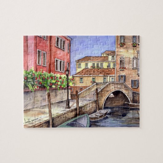 Venedig - Pen & Wash Wasserfarbe Puzzle (Horizontal)